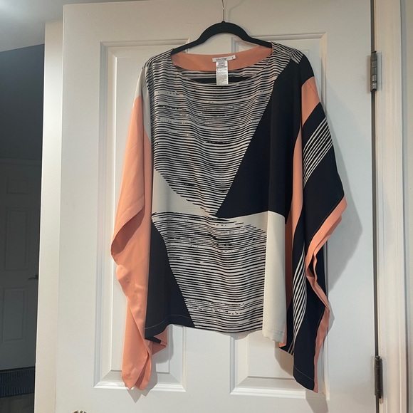 Chico's Tops - Chico’s Geometric Patterned Summer Poncho in Black, Grey and Peach